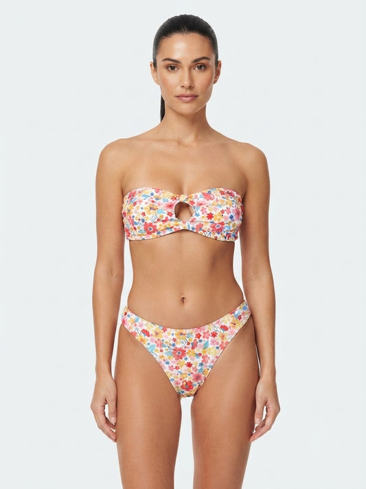 SHEIN Floral Print Keyhole Bandeau Bikini Set
