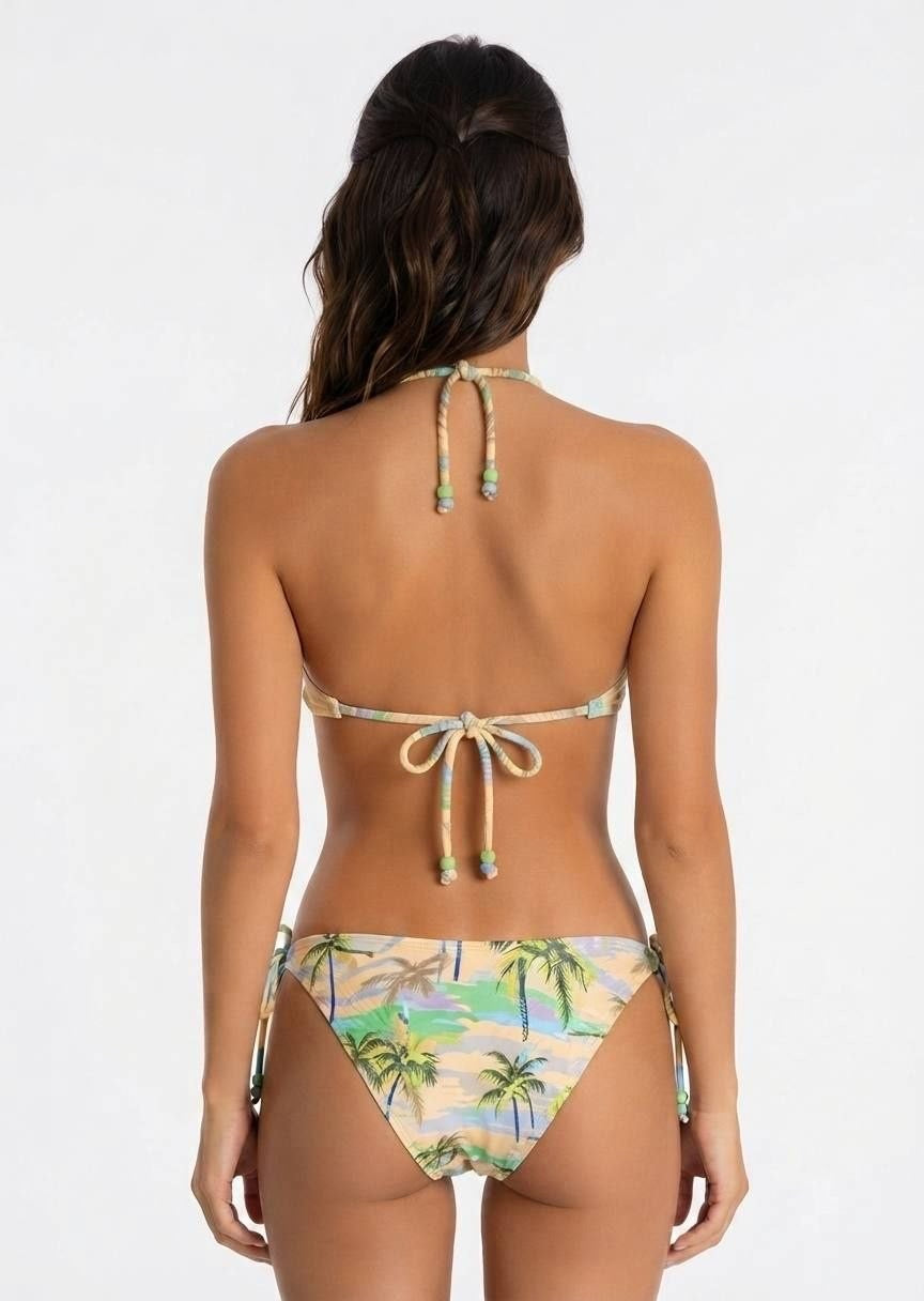 SHEIN Tropical Palm Print Tie-Side Bikini Set