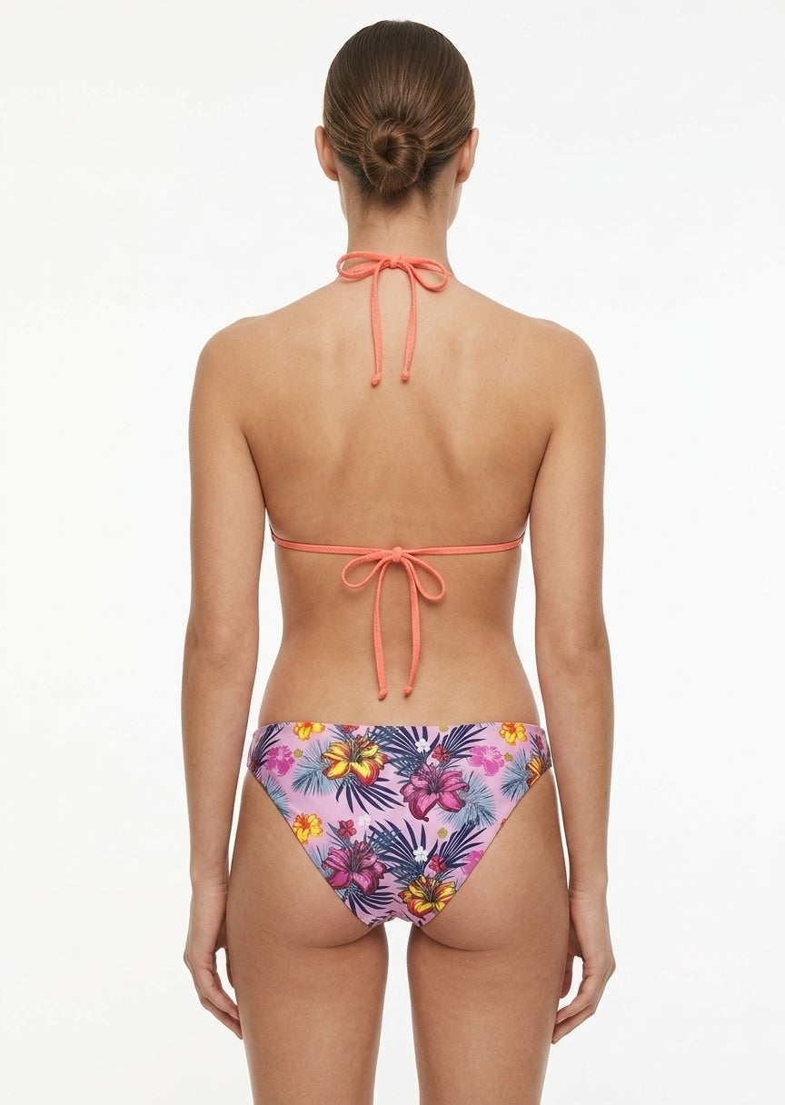 Reversible Floral & Striped Triangle Bikini Set