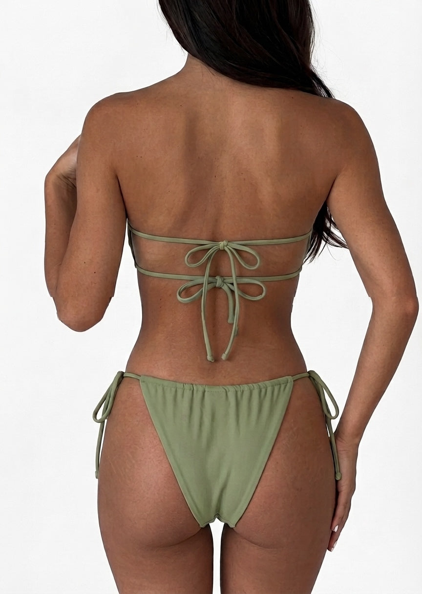 SHEIN Ruched Cutout Bandeau Side-Tie Bikini Set