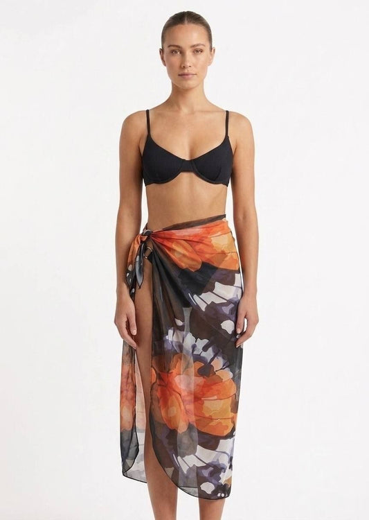SHEIN Floral Print Sheer Beach Sarong