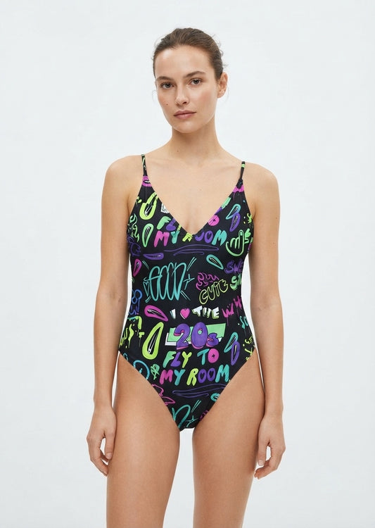 SHEIN Graphic Print One-Piece Swimsuit