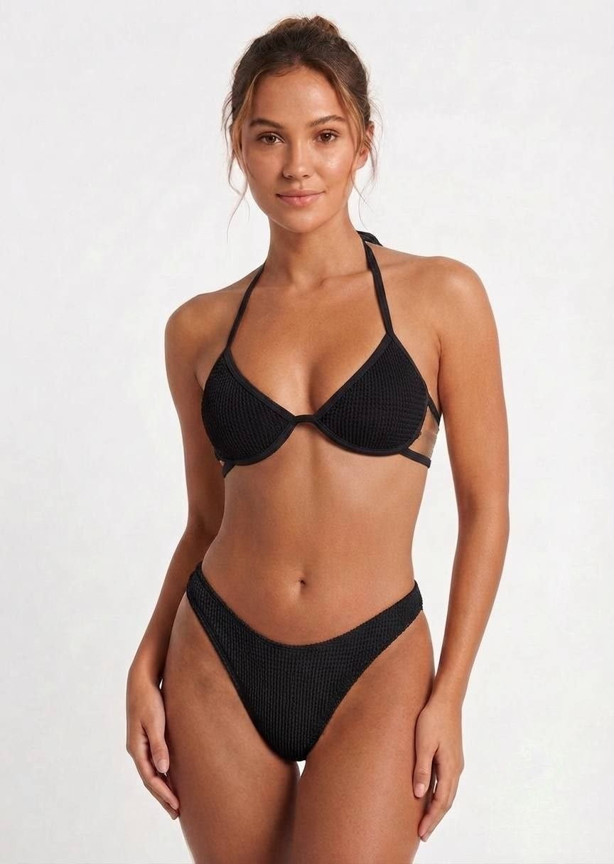 Shein Textured Multi-Strap Bikini Set