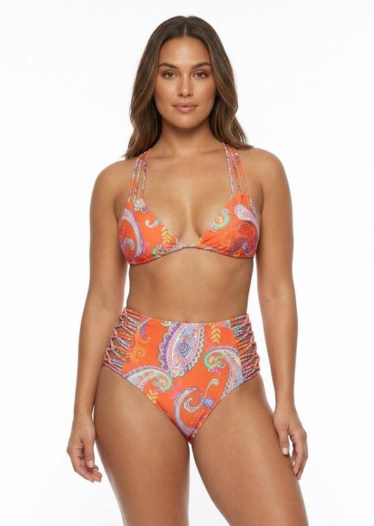 Shein Paisley Print High-Waist Strappy Bikini Set