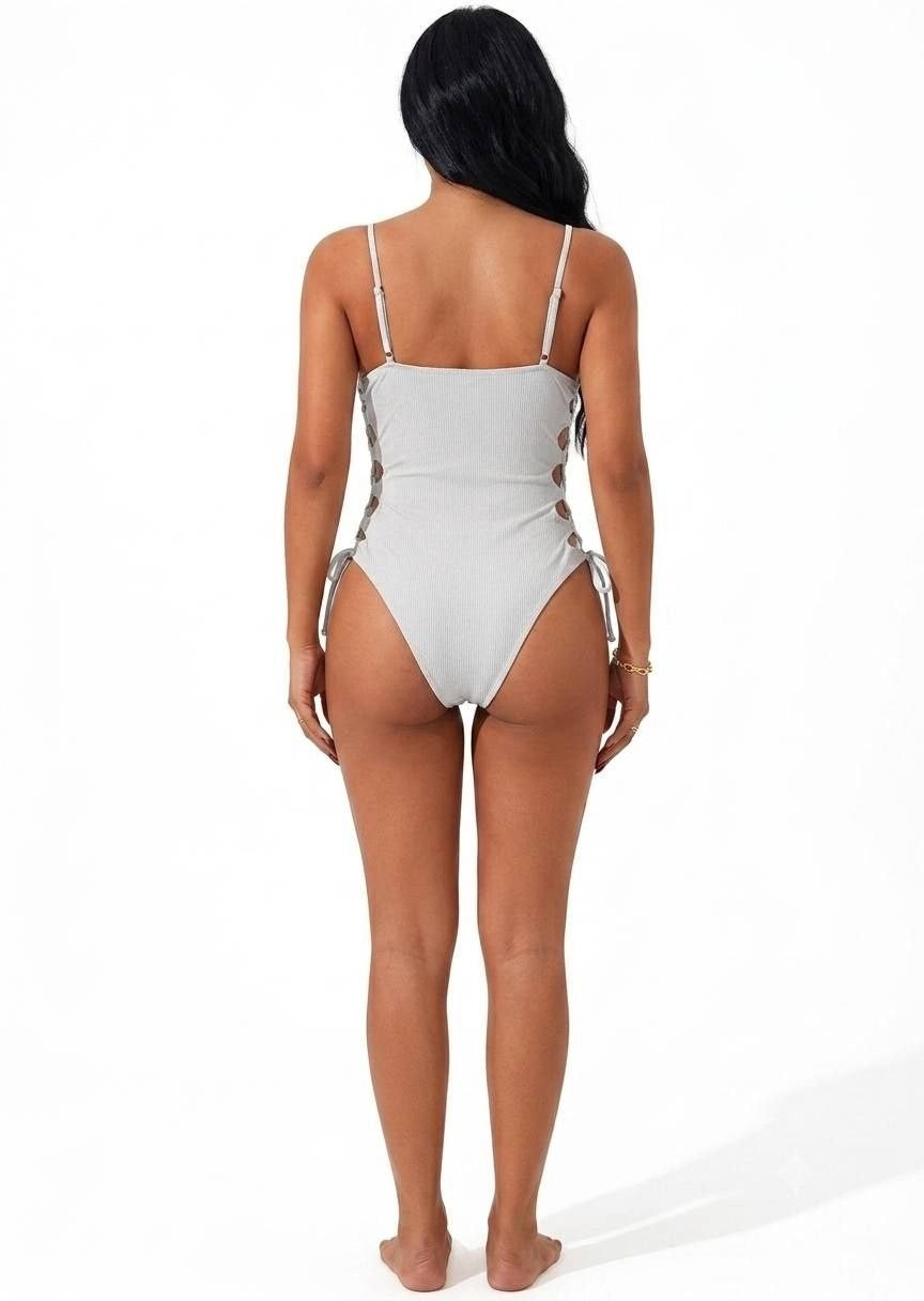 SHEIN Trendy Lace-Up Side One-Piece Swimsuit - Chic Beachwear
