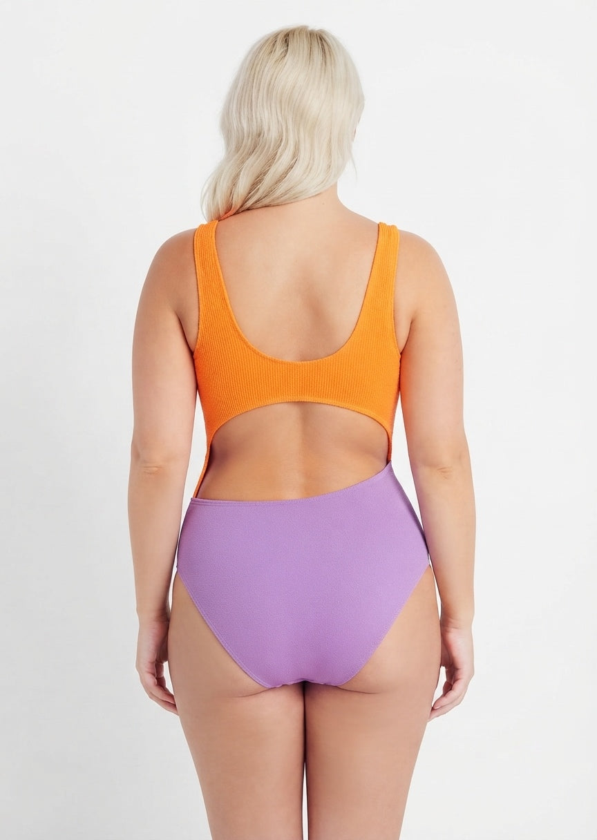 Wild Fable Brand Colorblock Ribbed Cutout One-Piece Swimsuit