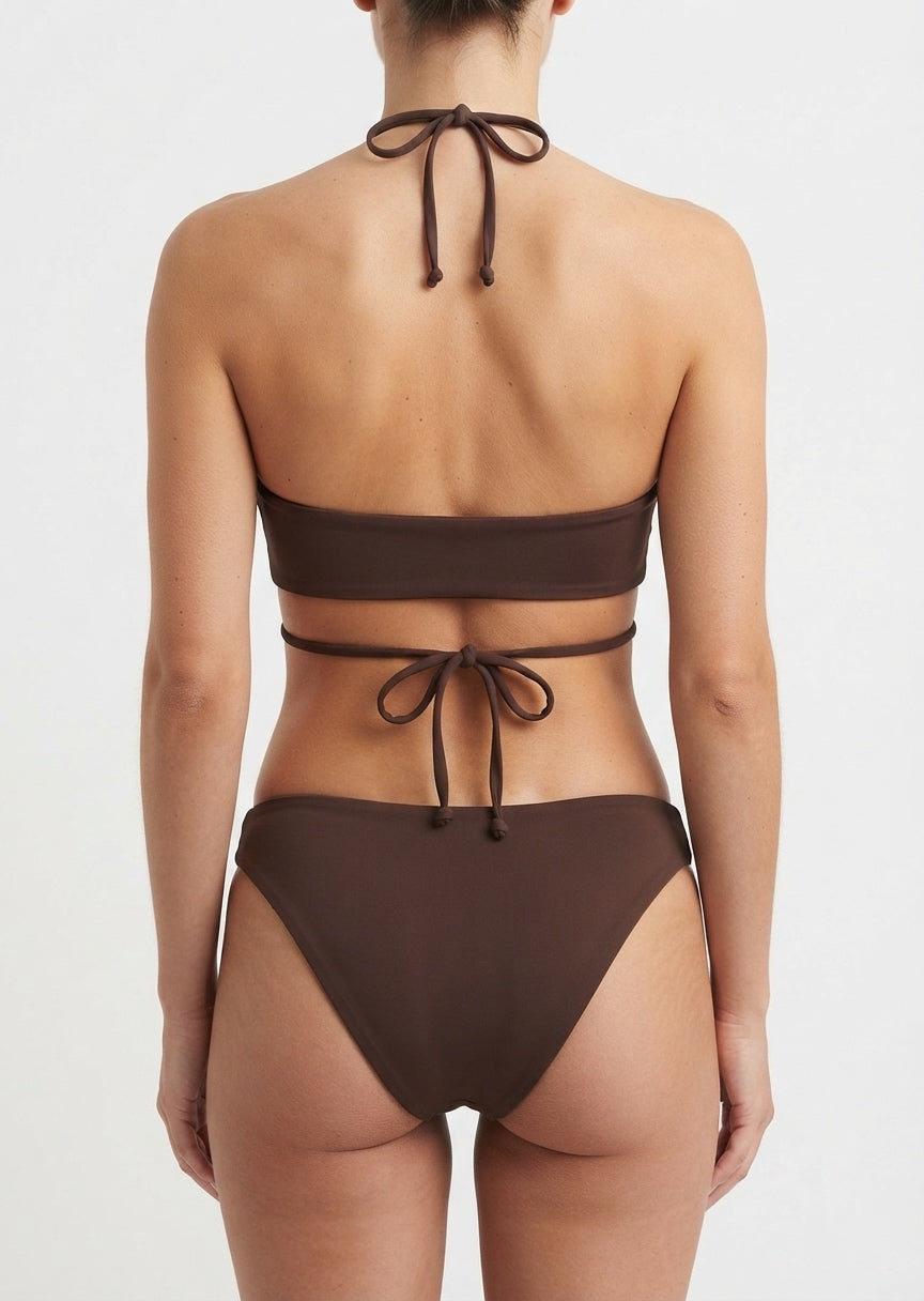SHEIN Chocolate Brown Tie-Back Bikini Set