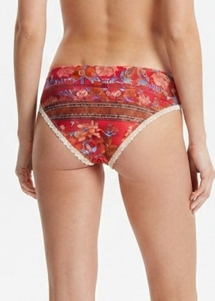 SHEIN Boho-Floral Print Bikini Bottom with Lace Trim