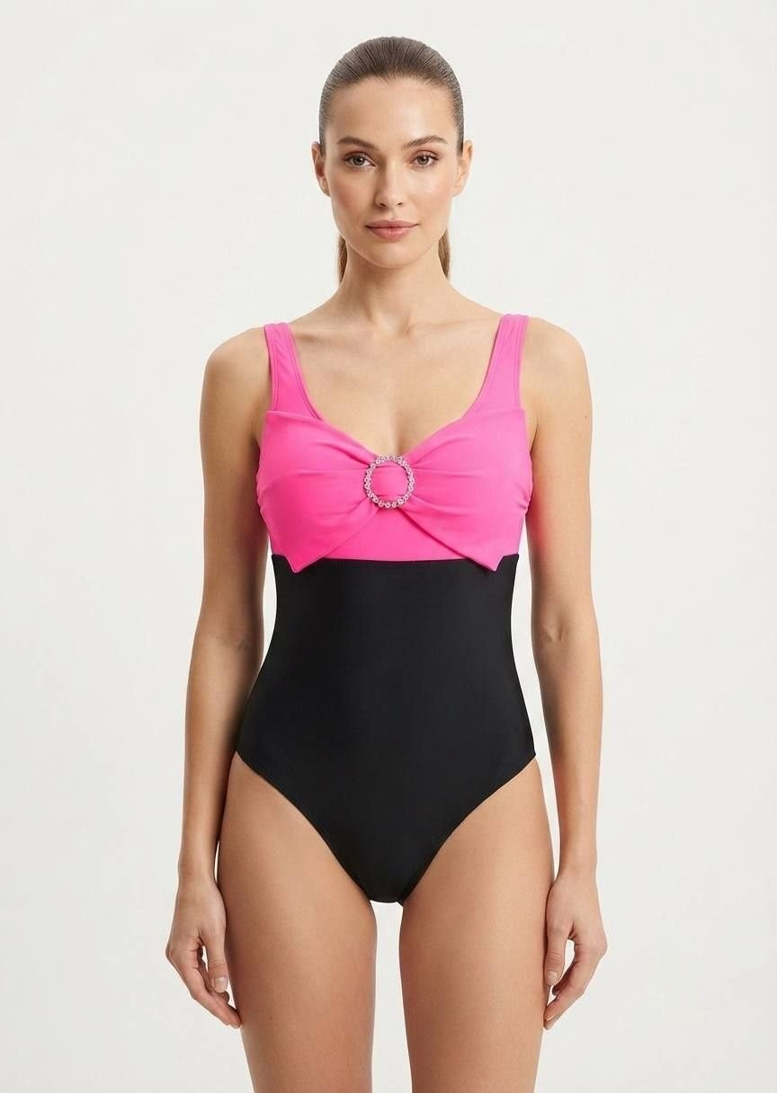 Shein Colorblock Ring Detail One-Piece Swimsuit