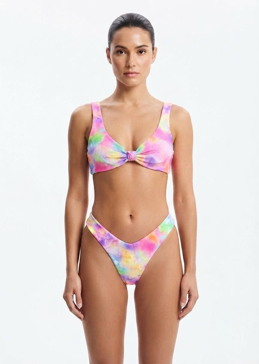 SHEIN Tie-Dye Knot-Front Bikini Set