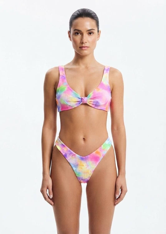 SHEIN Tie-Dye Knot-Front Bikini Set