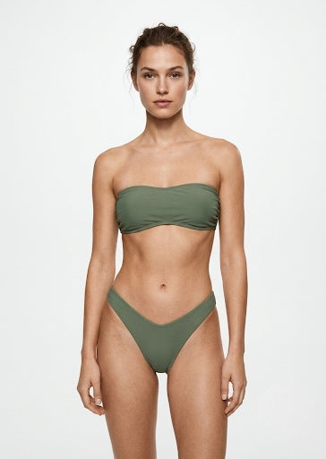 SHEIN Olive Green Strapless Bandeau Bikini Set
