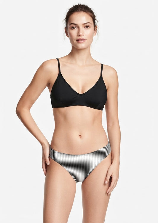 Black and Pinstripe Two-Piece Bikini Set