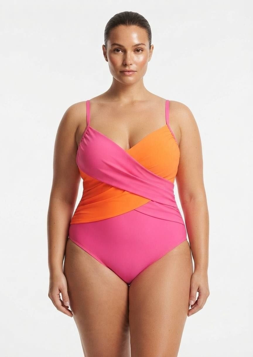 SHEIN Colorblock Wrap One-Piece Swimsuit