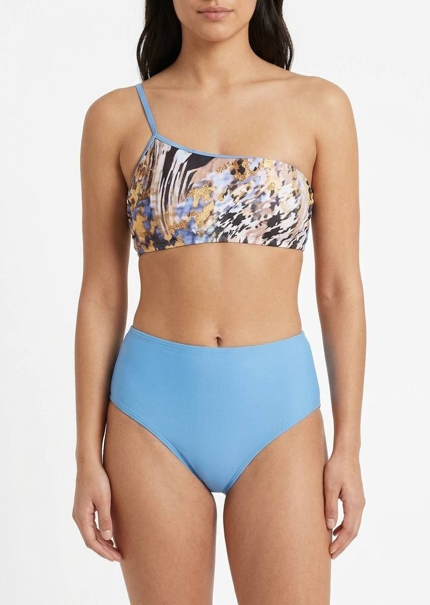 Shein Mixed Print One-Shoulder High-Waist Bikini Set
