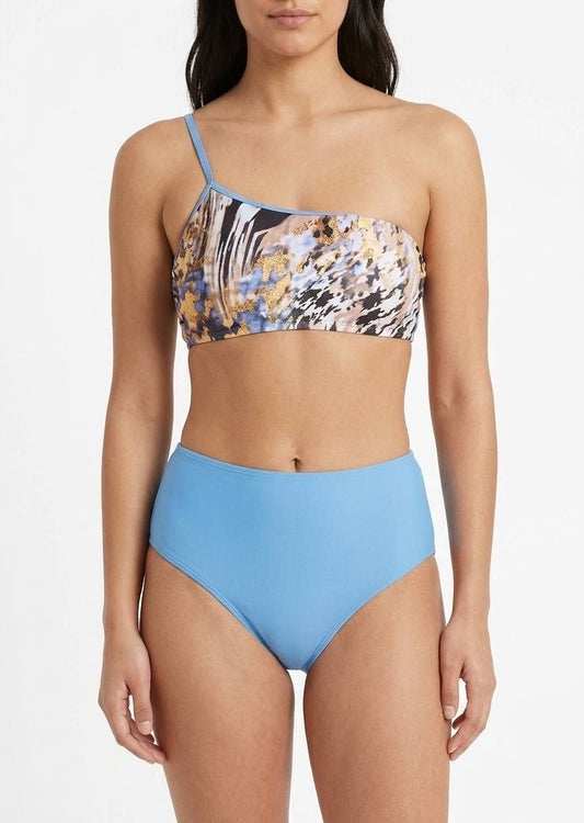 Shein Mixed Print One-Shoulder High-Waist Bikini Set