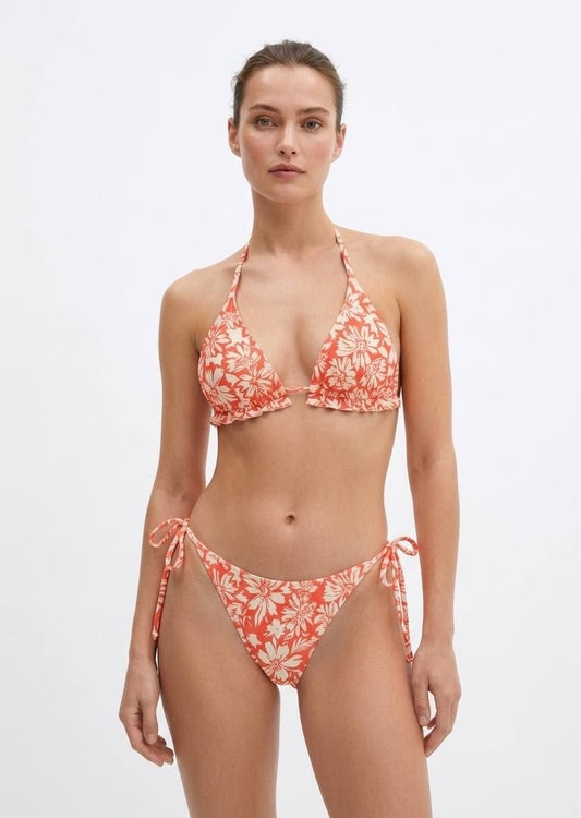 Shein Coral Floral Print Triangle Bikini Set