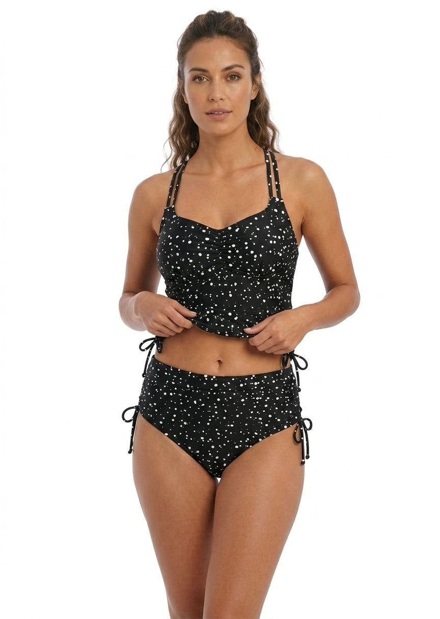 TU BRAND Women's Polka Dot Tankini Set with Side-Tie Details
