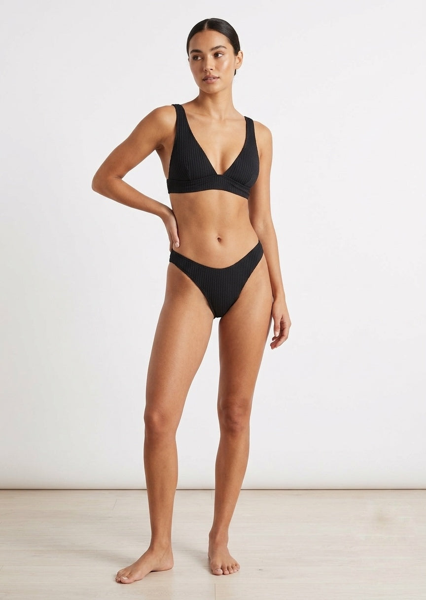 SHEIN Ribbed V-Neck Bikini Set