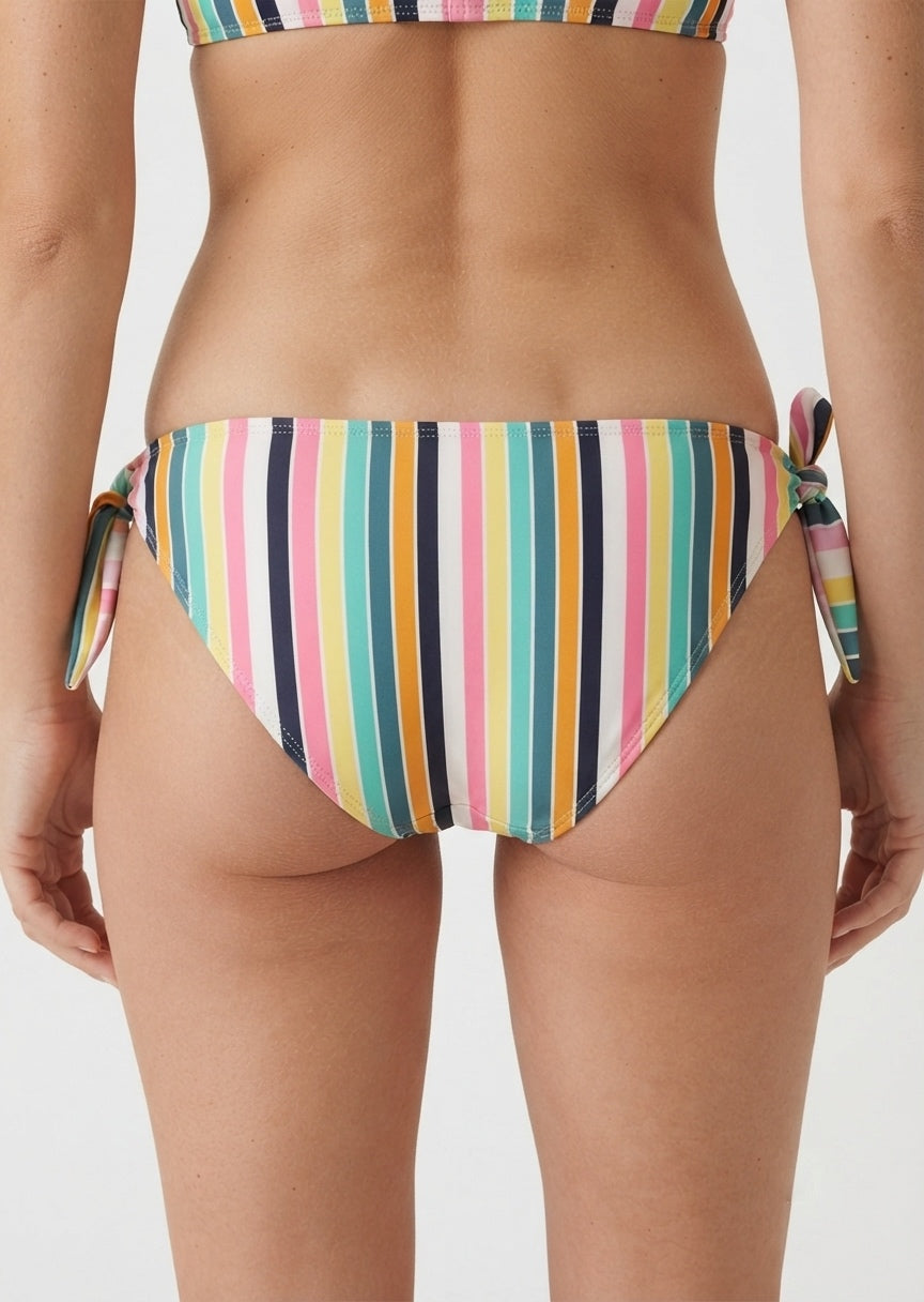 Colorful Striped Tie-Side Bikini Bottom