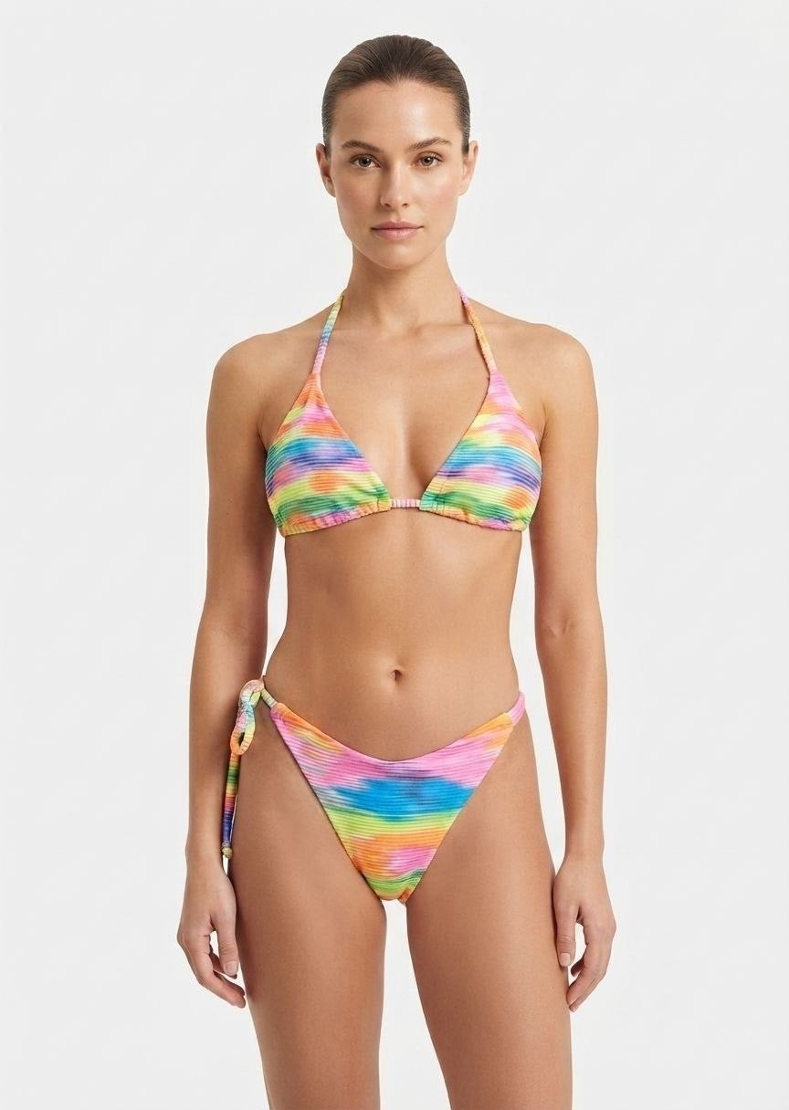SHEIN Ribbed Tie-Dye Triangle Bikini Set
