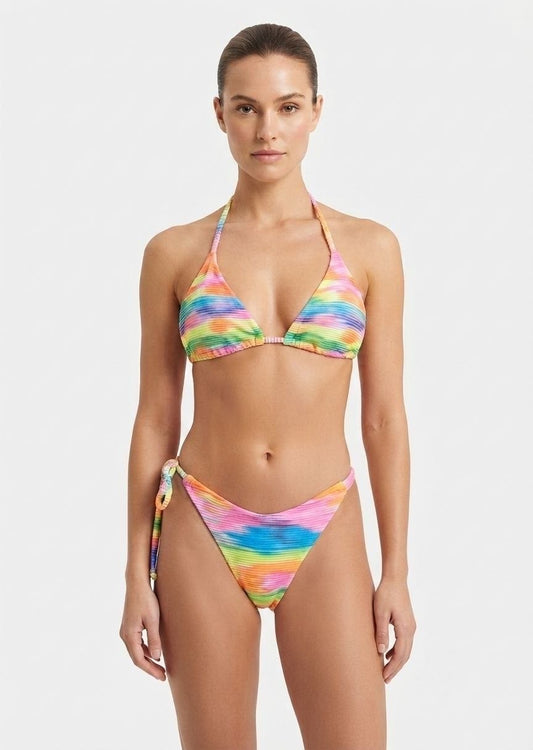 SHEIN Ribbed Tie-Dye Triangle Bikini Set