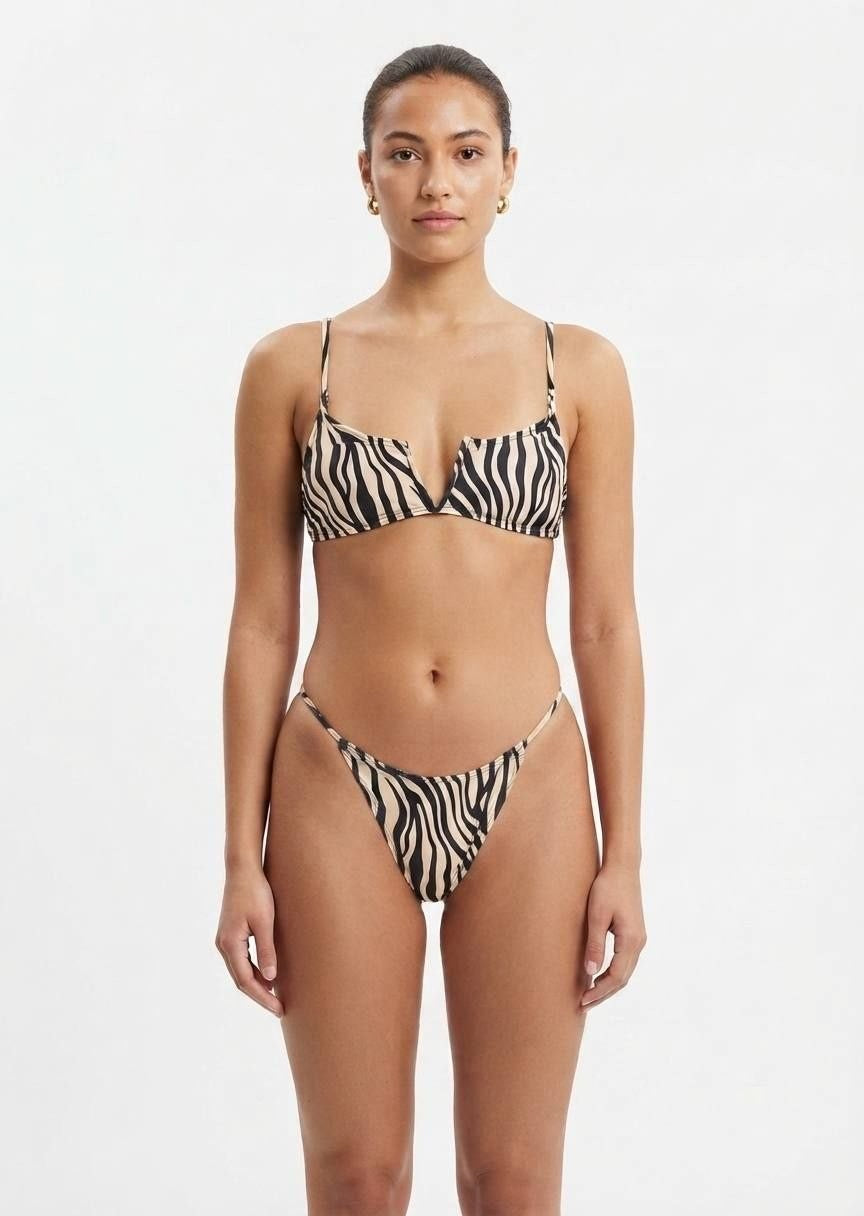 SHEIN Zebra Print V-Wire Bikini Set