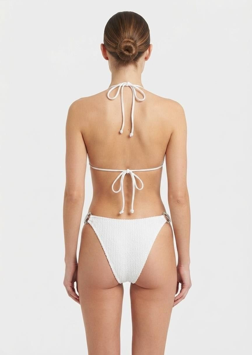 Shein Textured Ring-Detail Triangle Bikini Set