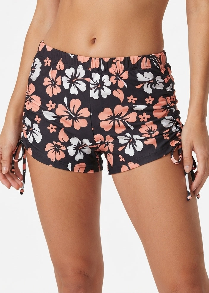 SHEIN Floral Print Side-Tie Board Shorts