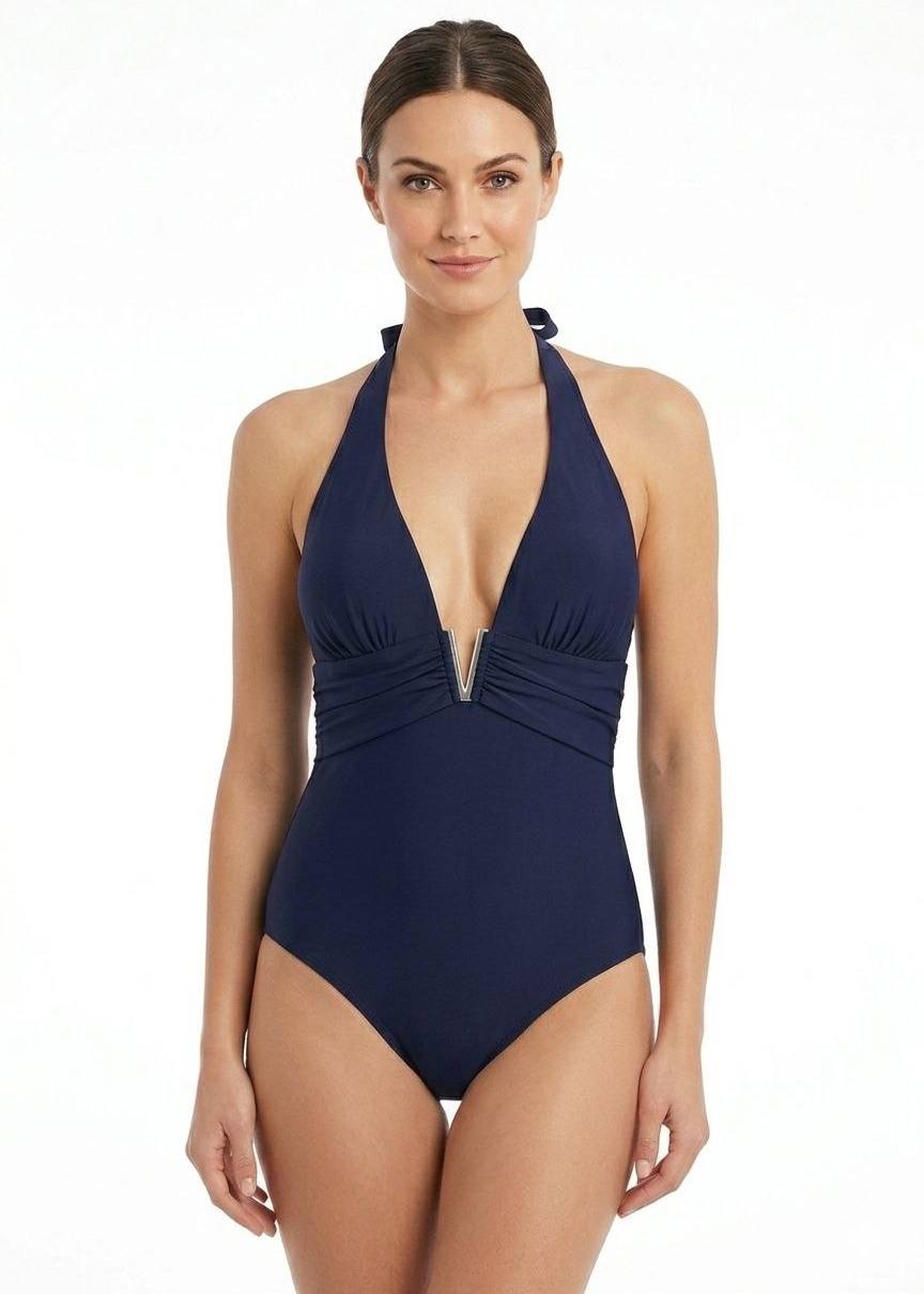 Splash Elegant V-Neck Halter One-Piece Swimsuit