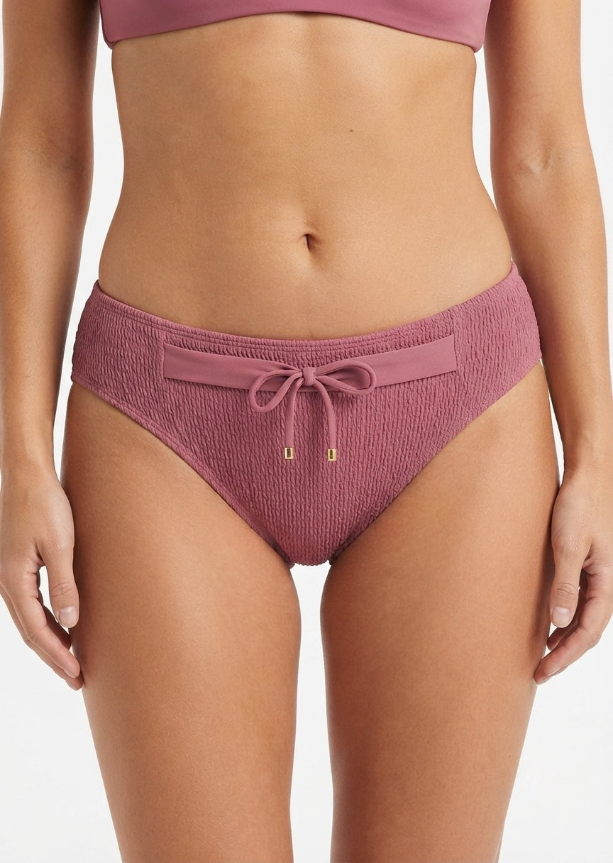 Textured Bikini Bottom with Tie-Front Detail