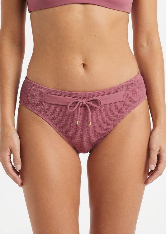 Textured Bikini Bottom with Tie-Front Detail