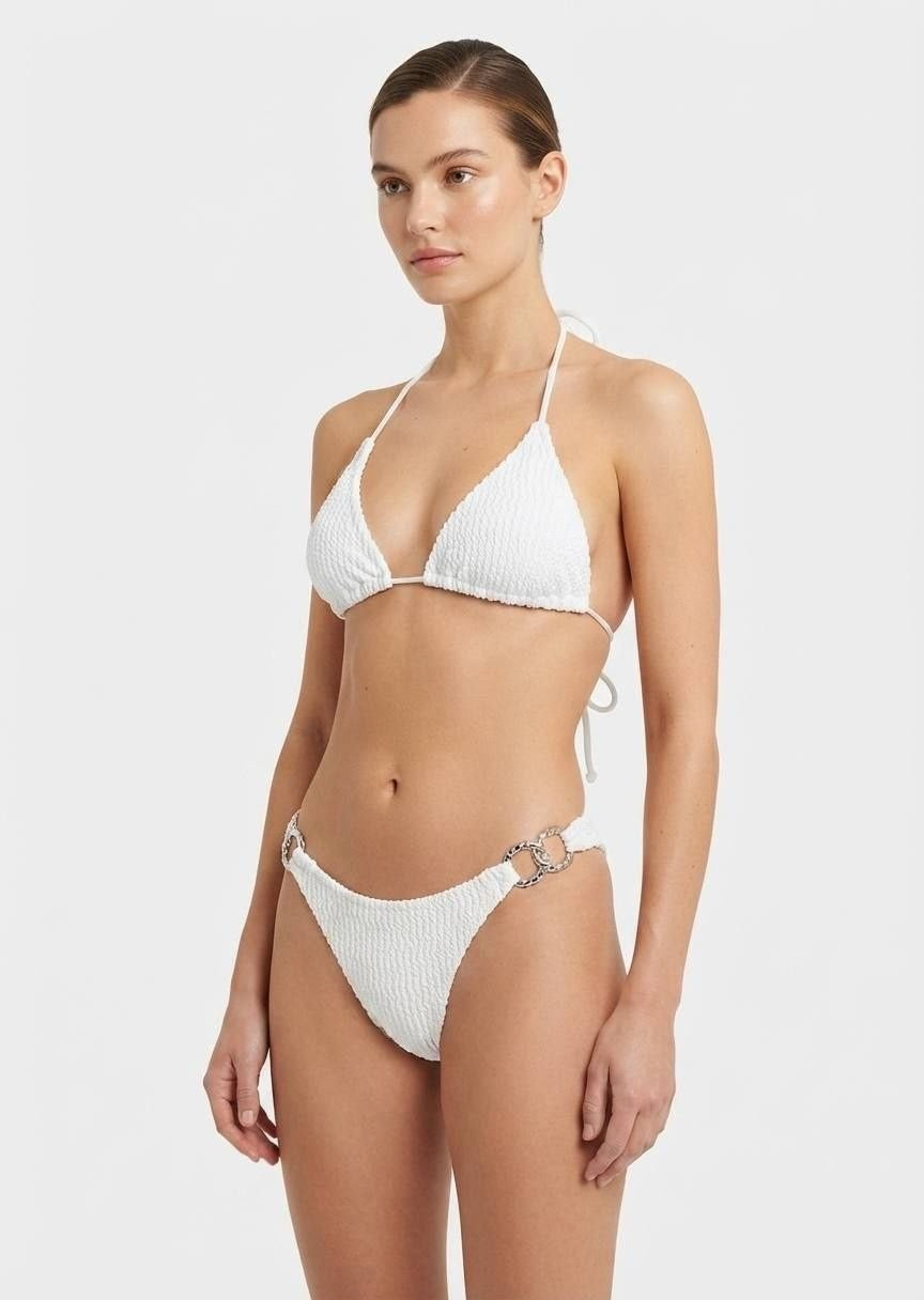 Shein Textured Ring-Detail Triangle Bikini Set