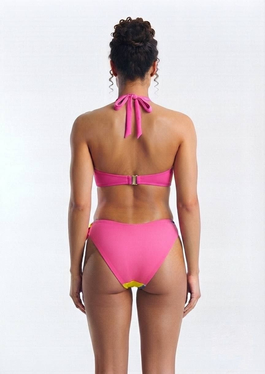 SHEIN Color-Block Halter Bikini Set with Side-Tie