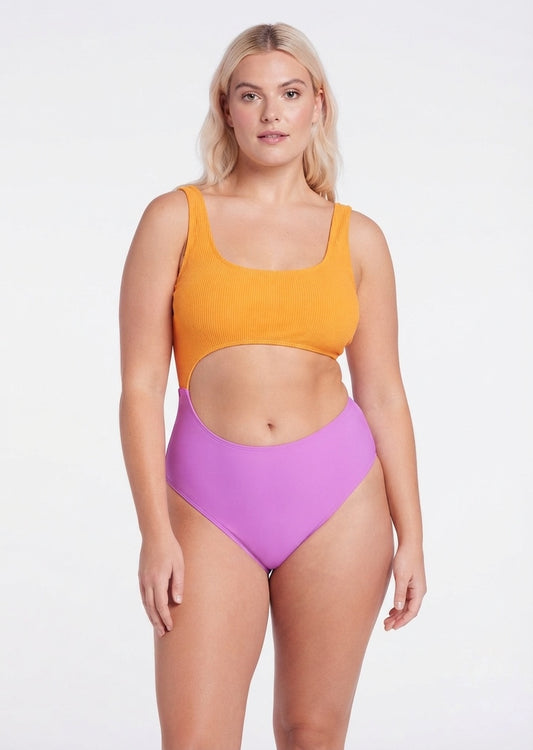 Wild Fable Brand Colorblock Ribbed Cutout One-Piece Swimsuit