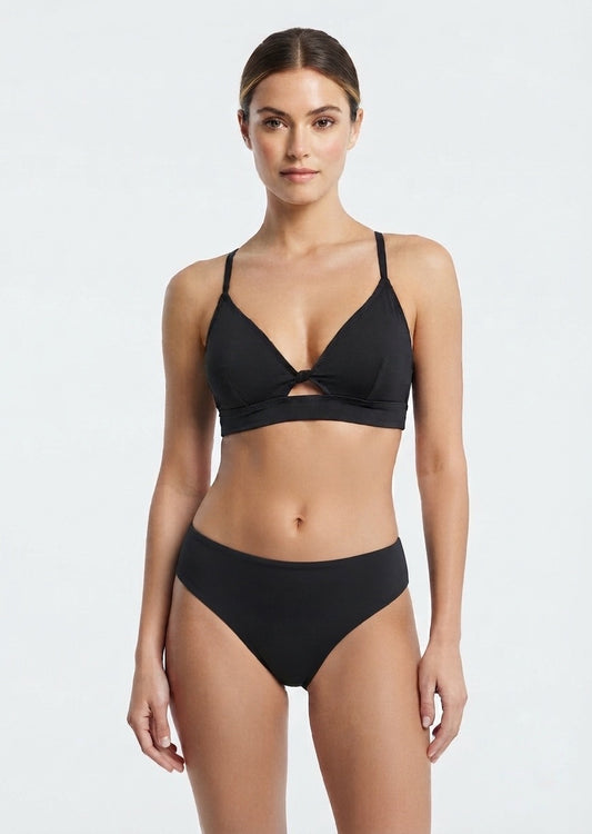 Black Triangle Cutout Cross-Back Bikini Set
