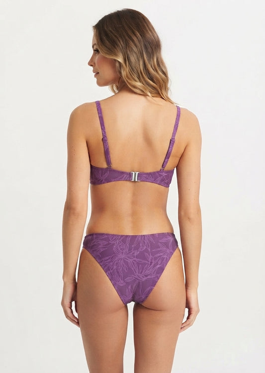 SHEIN Purple Leaf Print Underwire Bikini Set