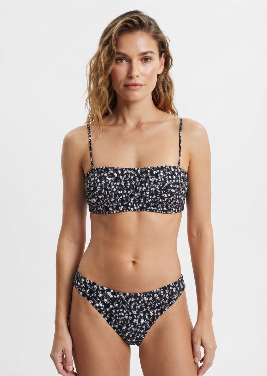 Shein Floral Print Bandeau Bikini Set