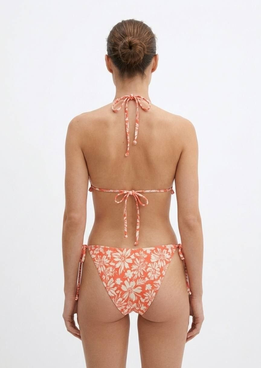 Shein Coral Floral Print Triangle Bikini Set