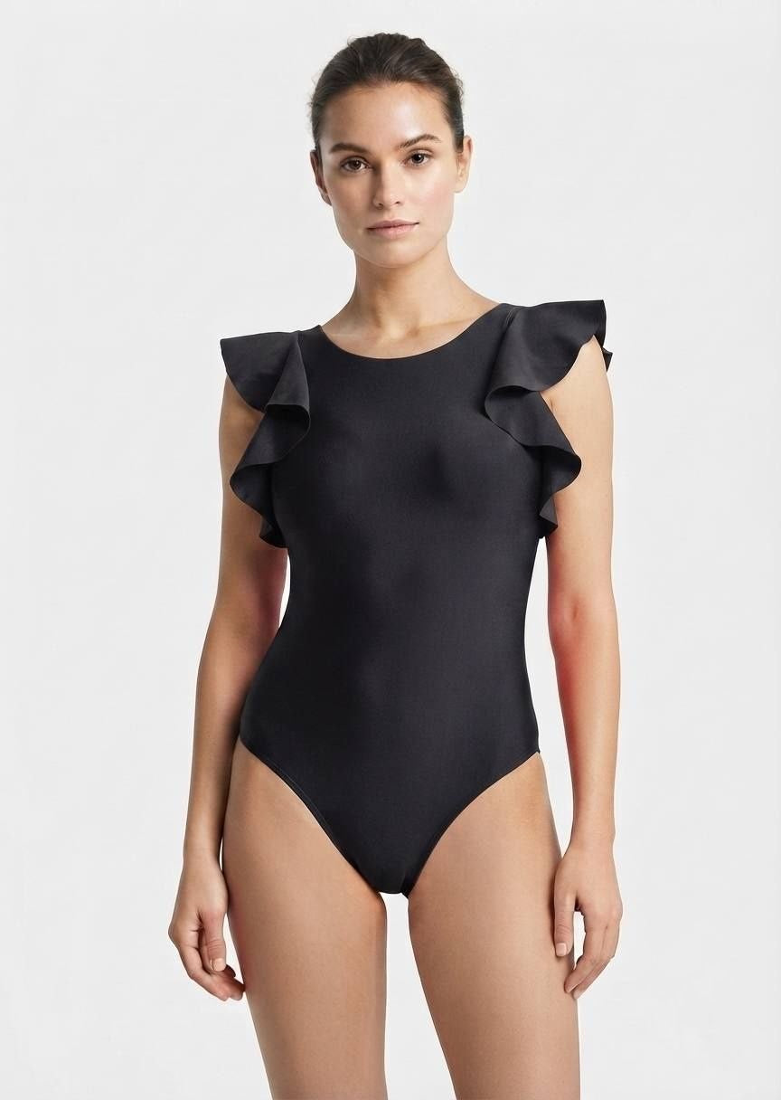 Shein Ruffle Sleeve Cutout One-Piece Swimsuit