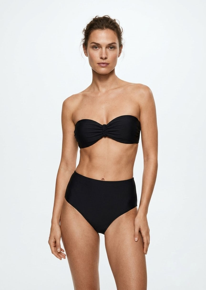 SHEIN Black High-Waisted Bandeau Bikini Set
