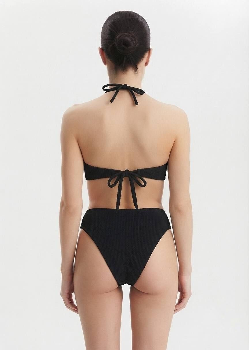 Shein Textured Ring-Detail Bikini Set