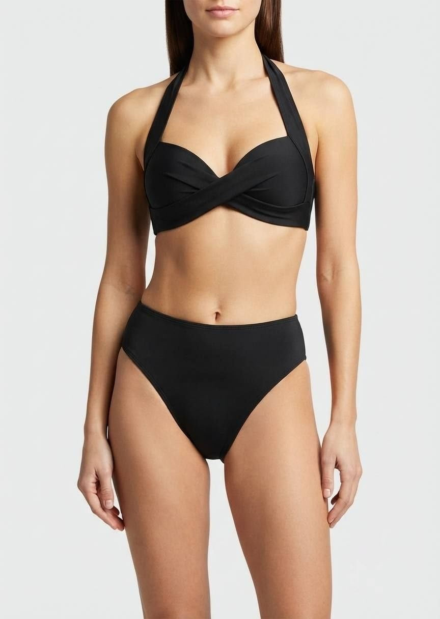Shein Twist Halter High-Waist Bikini Set