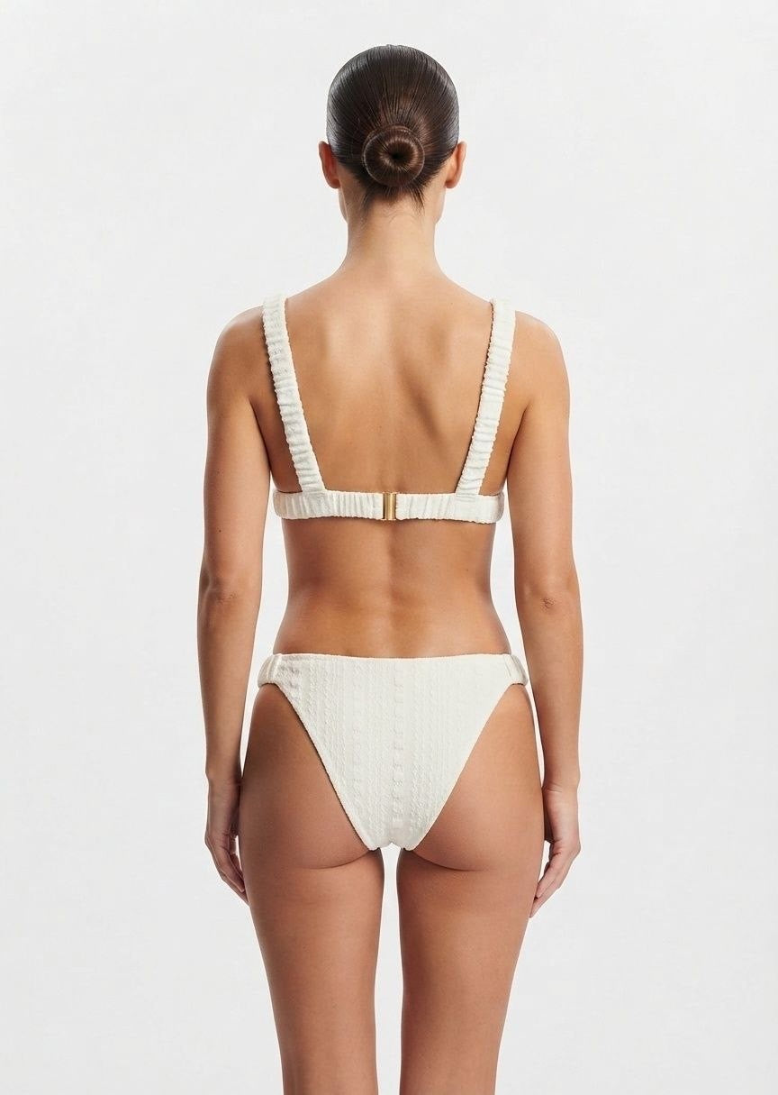 SHEIN White Textured Triangle Bikini Set