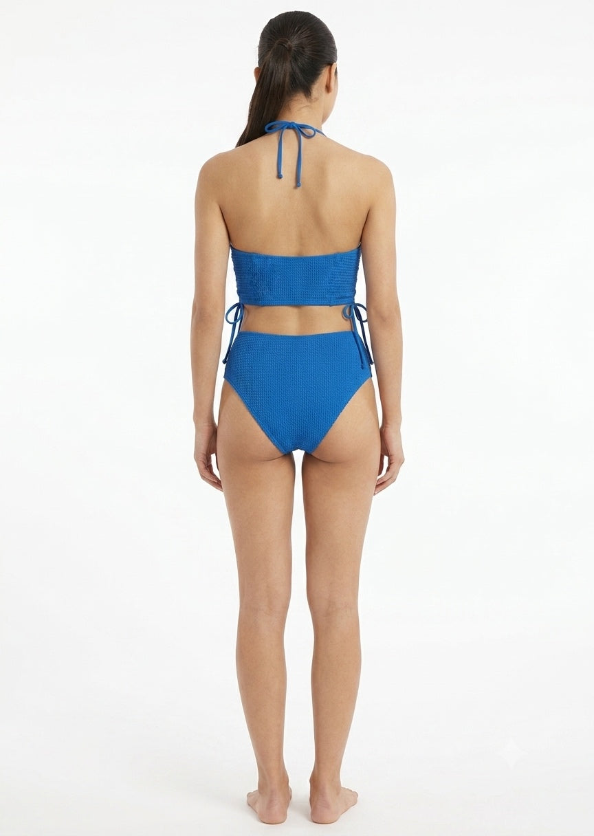 Shein Textured High-Waist Halter Bikini Set