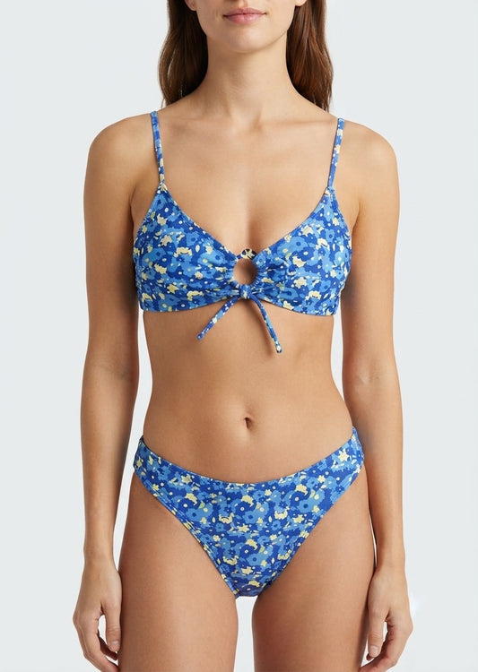 SHEIN Blue Floral Print Bikini Set