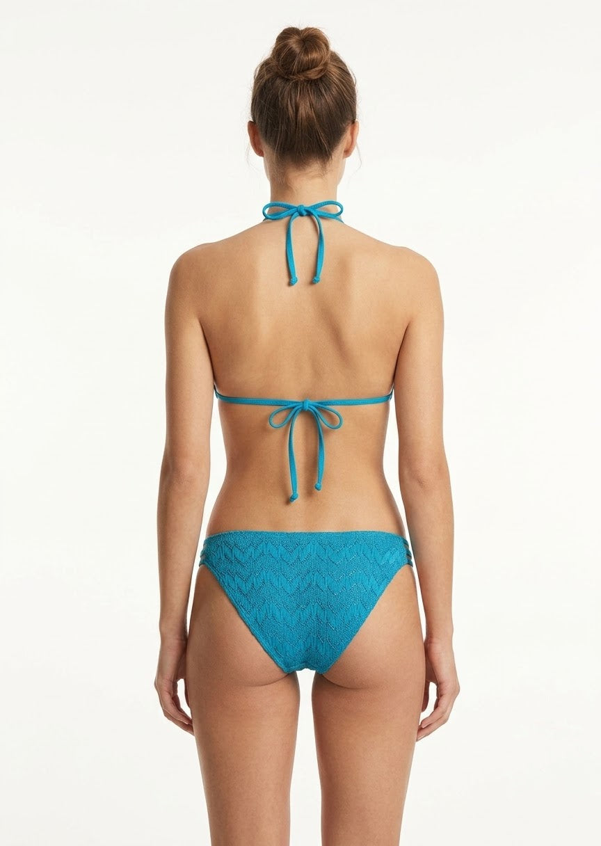 Turquoise Textured Triangle Bikini Set