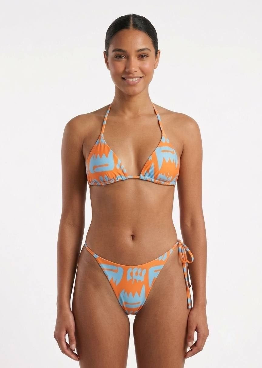 SHEIN Printed Triangle Tie-Side Bikini Set