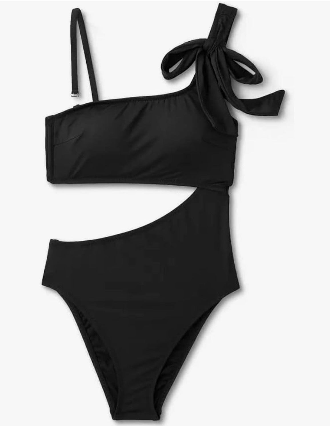 Shade & Shore Brand Black One-Shoulder Cutout Monokini Swimsuit