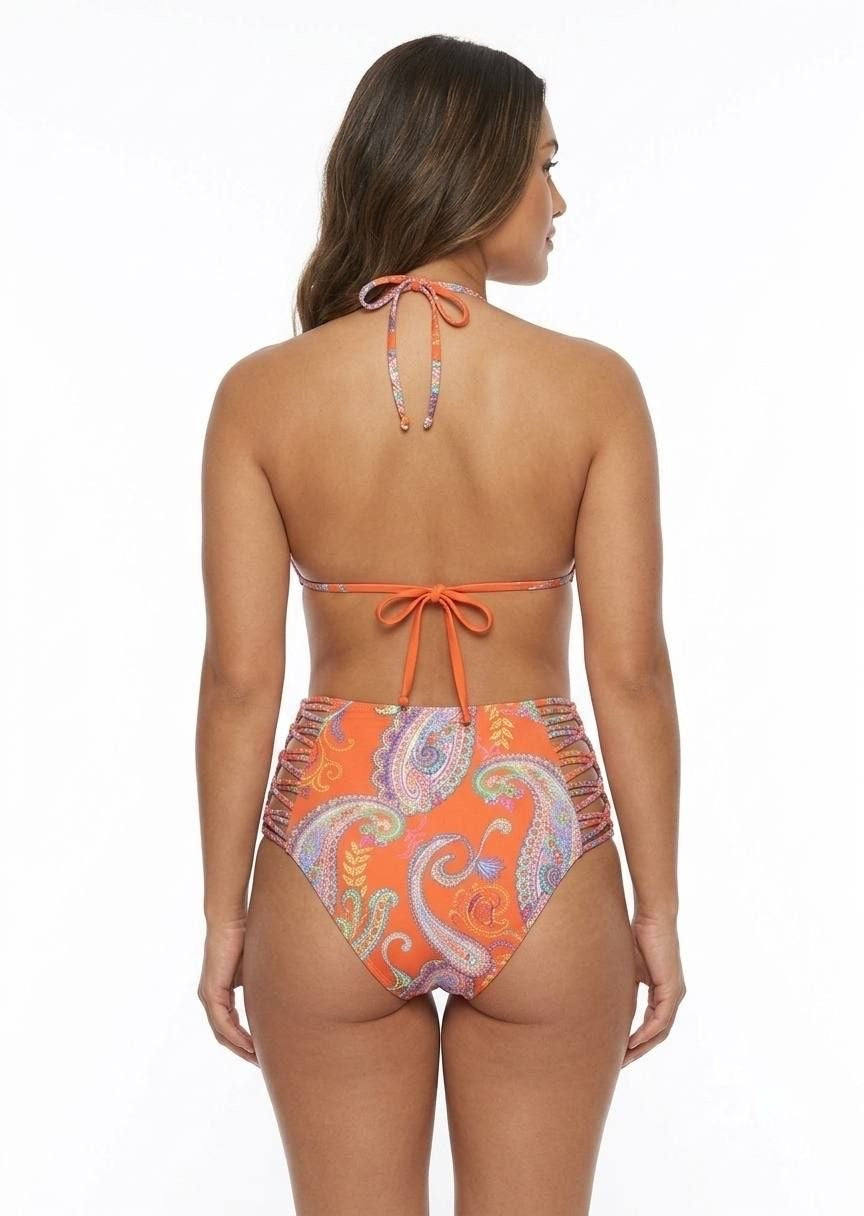Shein Paisley Print High-Waist Strappy Bikini Set